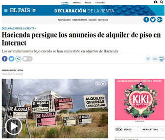 Article in El País Hacienda persigue los anuncios de alquiler de piso en Internet