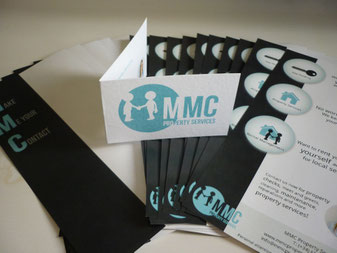 Flyers and business cards of MMC Property Services