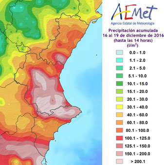 Rain fall in Javea December 2016