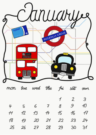 Kostenloser London Wandkalender zum ausdrucken