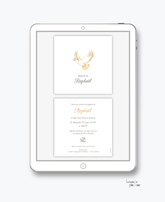 faire-part baptême numérique-faire part électronique-faire part numérique-pdf numérique-faire-part à envoyer par sms-mms-mail-réseaux sociaux-whatsap- colombe-religieux-brin d'olivier-doré