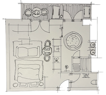 Skizzierter Grundrissplan Suite No. 11