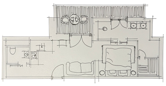 Skizzierter Grundrissplan Suite No. 12