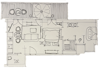 Skizzierter Grundrissplan Suite No. 9