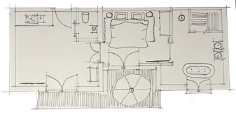 Skizzierter Grundrissplan Suite No. 8