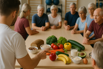 Ernährungscoaching für ganz Köln in der Gruppe mit Gemüsesorten auf dem Tisch