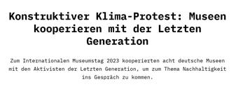 Katharina Haverich, Letzte Generation, ICOM, Internationaler Museumstag