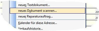 Bild mit Scann-Menü-Punkt