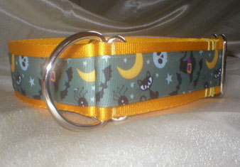 Zugstopp, Halsband, 4cm, Gurtband sonnengelb, Borte Halloweenzauber