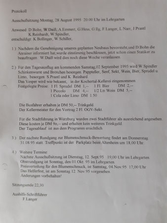 Protokoll der Sitzung vom 28.08.1995
