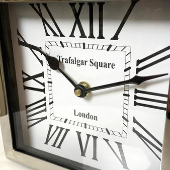 置き時計 おしゃれ スクエア 角型 アンティーク風時計 真鍮製時計 クロック シルバーブラス テーブルクロック 輸入インテリア雑貨 雑貨