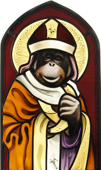 glas in lood aap / stained glass monkey