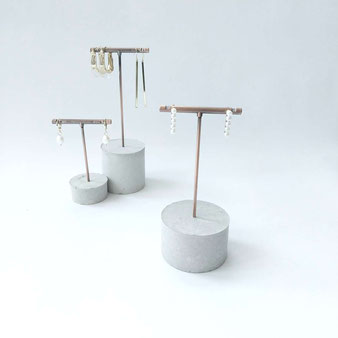 Concrete Cylinder Mix T Bar Earring Display Stands by PASiNGA