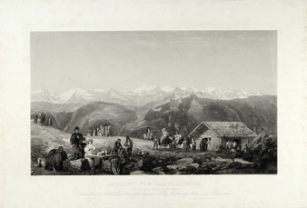 Foto: Gasteiner Museum; "Die alte Hütte am Gamskarkogel", Gemälde von Thomas Ender, 1829.  