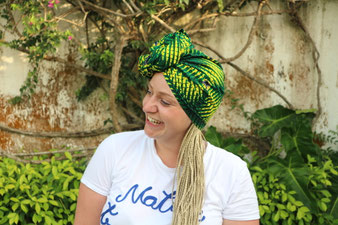 Turban en wax à nouer - Turban Africain - Turban vert