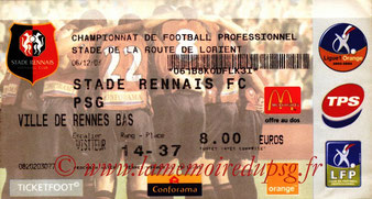 Ticket  Rennes-PSG  2003-04