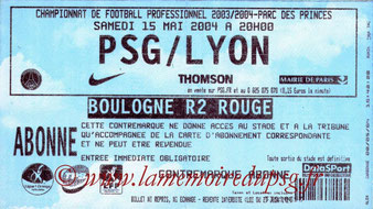 Ticket  PSG-Lyon  2003-04