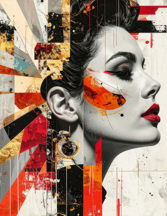 Portrait einer Frau als PopArt Poster nach Andy Warhol