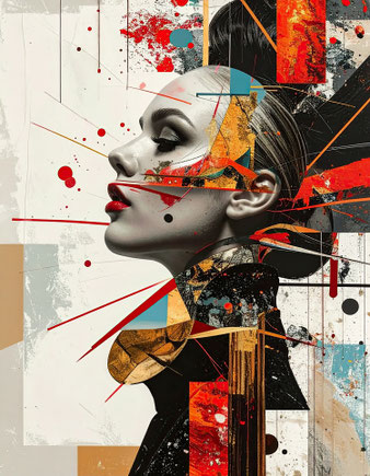 Portrait einer Frau als PopArt Poster nach Andy Warhol