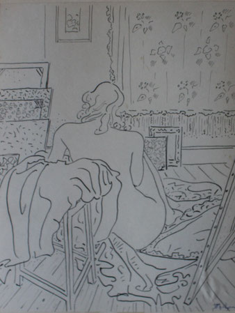 Jean Milhau, Etude de nu, signé en bas à droite (270x210) 1942
