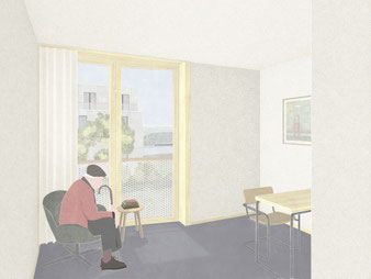 Allmendhof Neubau Pflegezimmer Fenster