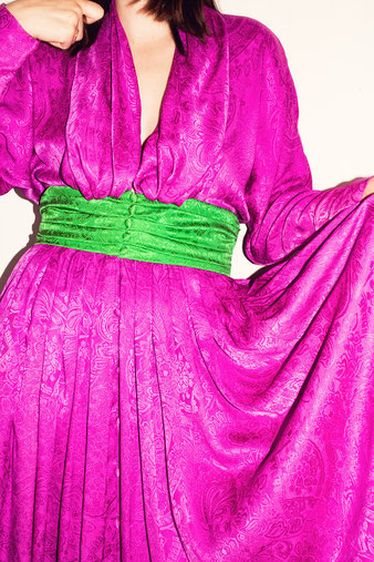 Felicita Vintage - Robe vintage Lanvin 80's en soie fushia.
