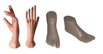 Manos y pies de plastico