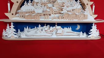 Schwippbogen mit Winterlandschaft mit Dorf im Schnee, Erzgebirge, von Modellbau Kroh, 8023