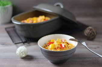 One Pot Pasta Hirtentopf Nudeln Nudelauflauf im Pampered Chef Ofenmeister aus dem Onlineshop