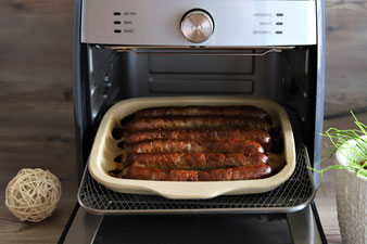 Bratwurst im Deluxe Airfryer und kleinen Ofenzauberer von Pampered Chef aus dem Pampered Chef Onlineshop