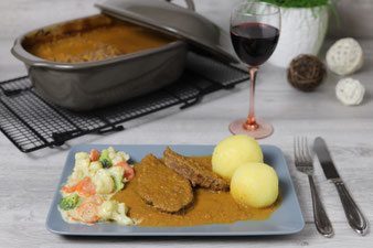 Rinderbraten, Rahmbraten, Rinderschmorbraten im Ofenmeister aus dem Pampered Chef Onlineshop