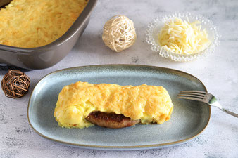 Bratwurst Kartoffelbrei Gratin in der Ofenhexe von Pampered Chef aus dem Onlineshop