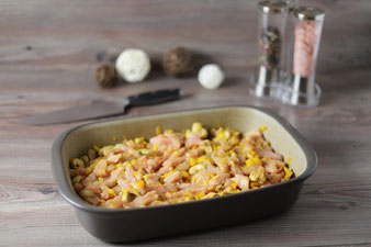 Putengeschnetzeltes Putencurry Currygeschnetzeltes aus der Ofenhexe mit Parmesan-Kartoffel-Wedges vom Zauberstein, Grundset im Pampered Chef Onlineshop