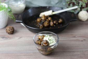 Champignons mit Knoblauchsoße wie vom Markt in der gusseisernen Pfanne von Pampered Chef aus dem Onlineshop