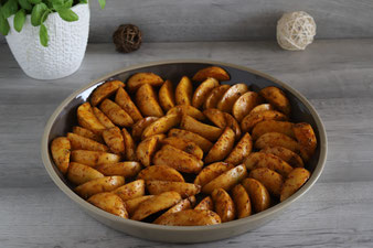 Kartoffel Wedges in der runder Servierplatte von Pampered Chef aus dem Onlineshop bestellen