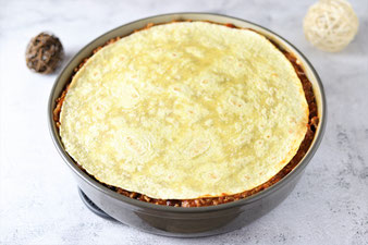 Mexikanische Chili con Carne Tortilla Lasagne aus der Stoneware rund von Pampered Chef