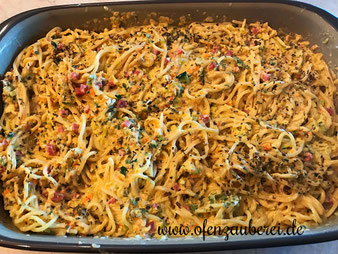 Spaghetti Carbonara in der Ofenhexe von Pampered Chef aus dem Onlineshop bestellen