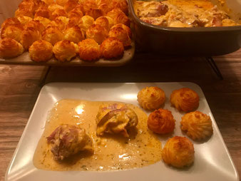 Schweinefilet Schweinemedaillon in Cognac Sahne Sauce mit Kroketten oder Herzoginkartoffeln im Grundset, Zaubestein und Ofenhexe im Pampered Chef Onlineshop bestellen
