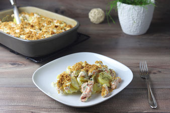 Auflauf mit Kartoffeln und Lachs in der Ofenhexe von Pampered Chef