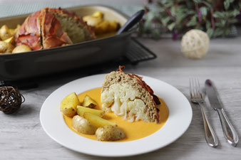 Blumenkohlbombe mit Kartoffeln aus der Ofenhexe von Pampered Chef