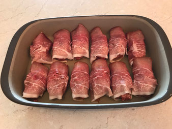 Hackfleischröllchen mit Barbequesoße und Westernkartoffeln in der Ofenhexe und Zauberstein, Grundset von Pampered Chef aus dem Onlineshop bestellen