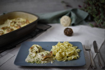 Schweinefilet mit Bresso-Soße in der Ofenhexe von Pampered Chef