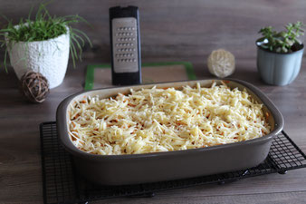 Nudelgratin mit Schinken und Erbsen aus der Pampered Chef Ofenhexe