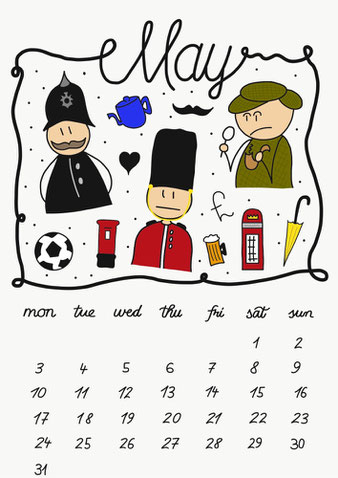 Kostenloser London Wandkalender zum ausdrucken