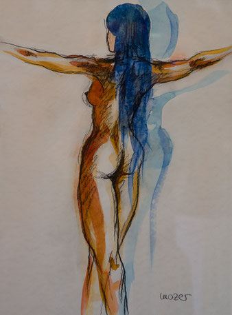 akt,eroticism, kohle, aquarell, frau, gunnar mozer