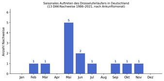 Saisonales Auftreten des Drosseluferläufers in Deutschland