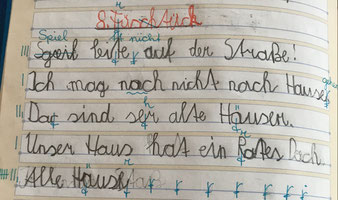Schriftprobe eines legasthenen Kindes