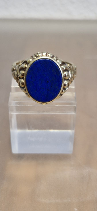 Herrenring Siegelring 585er Gold ovaler Lapislazuli