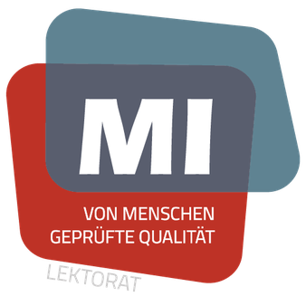 Das Kapitel-Eins-Logo vor blauem, welligem Hintergrund, zusammen mit einem niedlichen kleinen Roboter, der nach oben schielt. An seinem Kopf ist eine Klappe geöffnet, durch die er viele Symbole in sich aufnimmt, die Informationen darstellen sollen. 