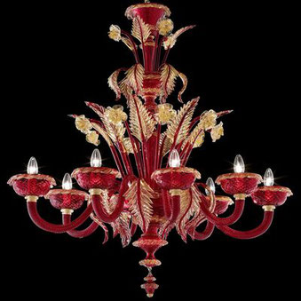 Lehar-murano-glass-chandelier-red
